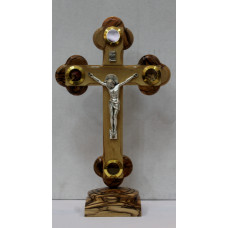 Olive Wood Orthodox Cross w/ Base
