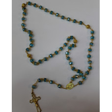 Light Blue Crystal Gold Plated Rosary