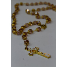 Pink Crystal Gold Plated Rosary